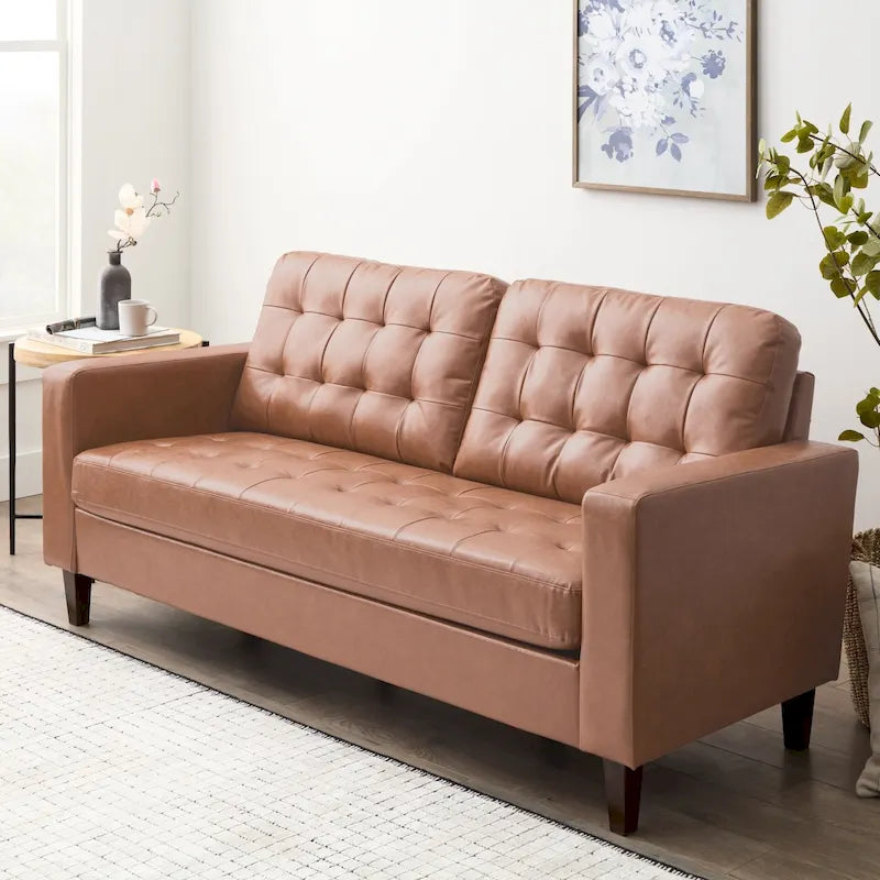 Canapé à bras carrés de 193 cm | Velours / Similicuir / Tissu | Plusieurs coloris | 2-3 places