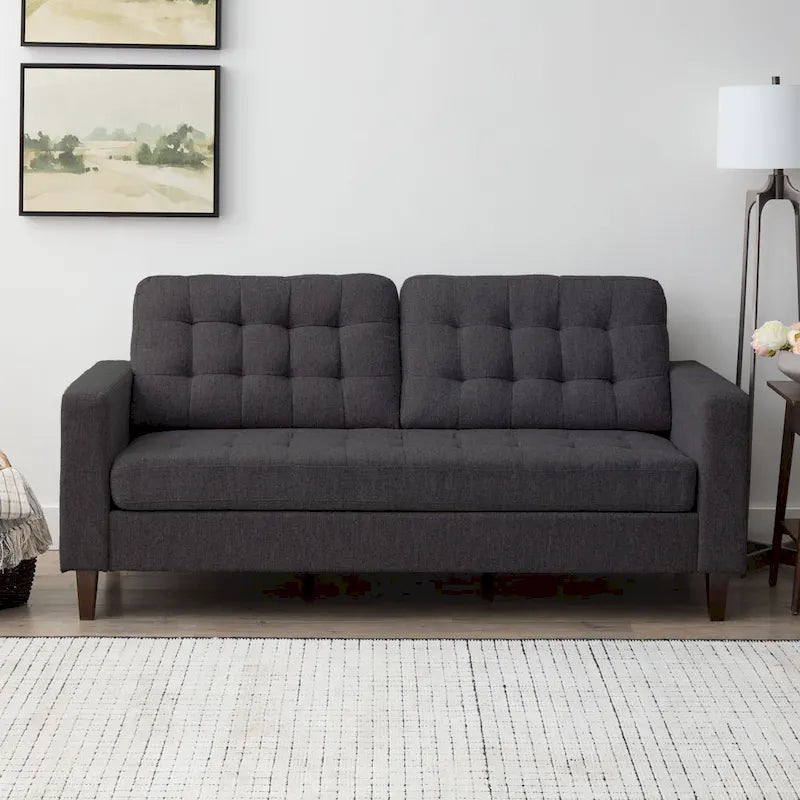 Canapé à bras carrés de 193 cm | Velours / Similicuir / Tissu | Plusieurs coloris | 2-3 places