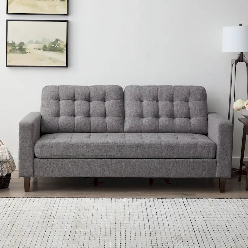 Canapé à bras carrés de 193 cm | Velours / Similicuir / Tissu | Plusieurs coloris | 2-3 places
