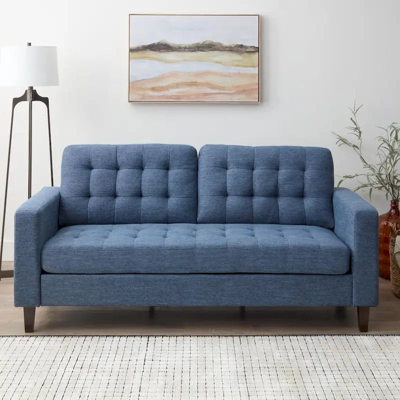 Canapé à bras carrés de 193 cm | Velours / Similicuir / Tissu | Plusieurs coloris | 2-3 places