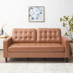 Canapé à bras carrés de 193 cm | Velours / Similicuir / Tissu | Plusieurs coloris | 2-3 places