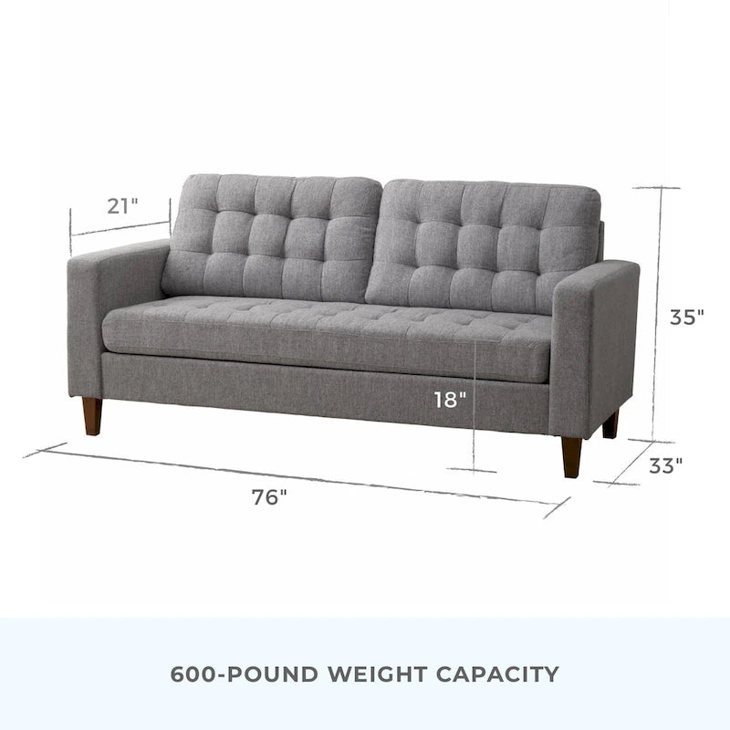 Canapé à bras carrés de 193 cm | Velours / Similicuir / Tissu | Plusieurs coloris | 2-3 places