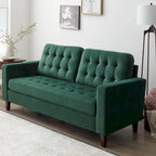Canapé à bras carrés de 193 cm | Velours / Similicuir / Tissu | Plusieurs coloris | 2-3 places