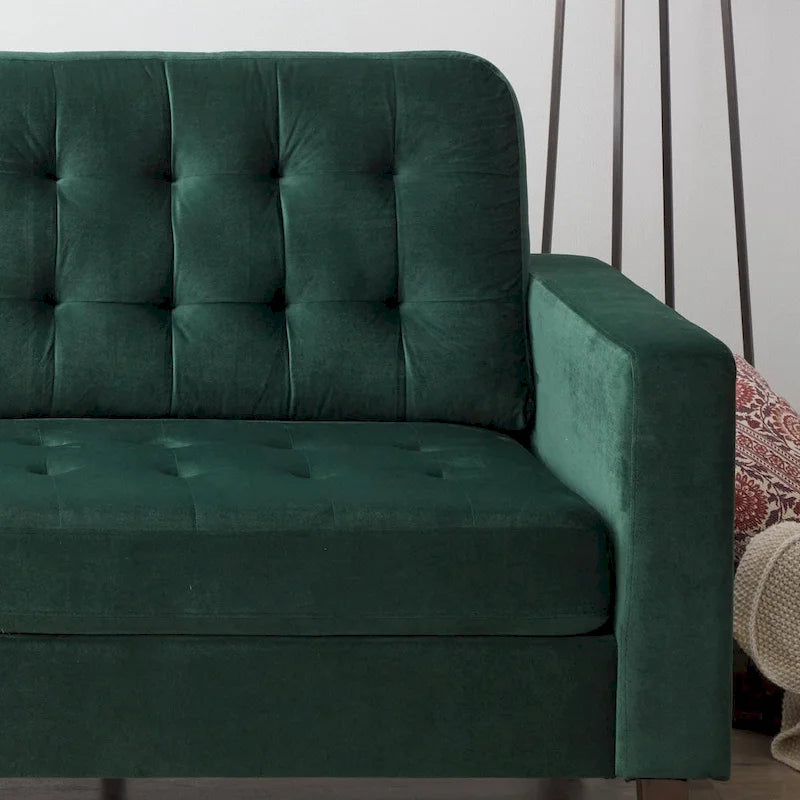 Canapé à bras carrés de 193 cm | Velours / Similicuir / Tissu | Plusieurs coloris | 2-3 places
