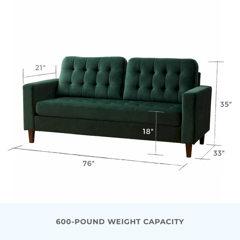 Canapé à bras carrés de 193 cm | Velours / Similicuir / Tissu | Plusieurs coloris | 2-3 places