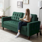 Canapé à bras carrés de 193 cm | Velours / Similicuir / Tissu | Plusieurs coloris | 2-3 places