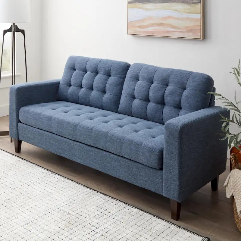 Canapé à bras carrés de 193 cm | Velours / Similicuir / Tissu | Plusieurs coloris | 2-3 places