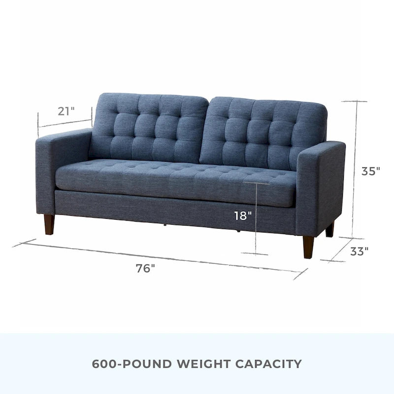 Canapé à bras carrés de 193 cm | Velours / Similicuir / Tissu | Plusieurs coloris | 2-3 places