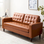 Canapé à bras carrés de 193 cm | Velours / Similicuir / Tissu | Plusieurs coloris | 2-3 places