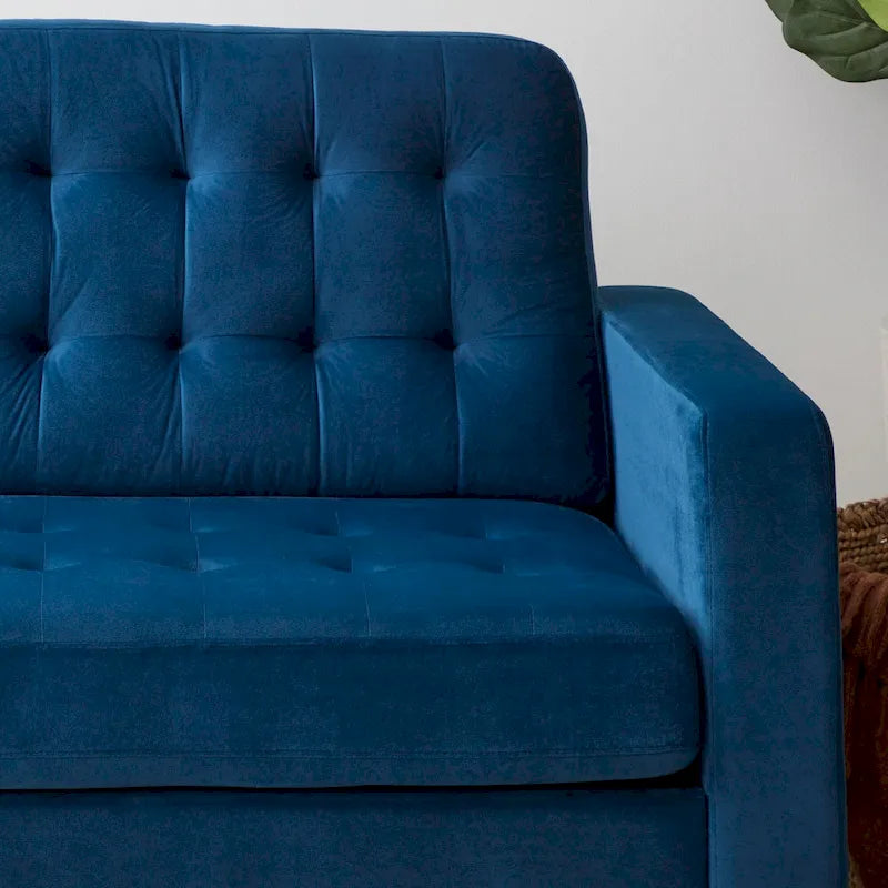 Canapé à bras carrés de 193 cm | Velours / Similicuir / Tissu | Plusieurs coloris | 2-3 places