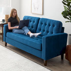 Canapé à bras carrés de 193 cm | Velours / Similicuir / Tissu | Plusieurs coloris | 2-3 places