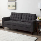 Canapé à bras carrés de 193 cm | Velours / Similicuir / Tissu | Plusieurs coloris | 2-3 places