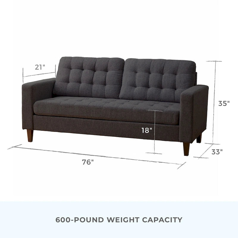 Canapé à bras carrés de 193 cm | Velours / Similicuir / Tissu | Plusieurs coloris | 2-3 places