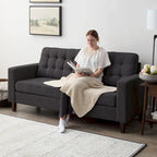 Canapé à bras carrés de 193 cm | Velours / Similicuir / Tissu | Plusieurs coloris | 2-3 places