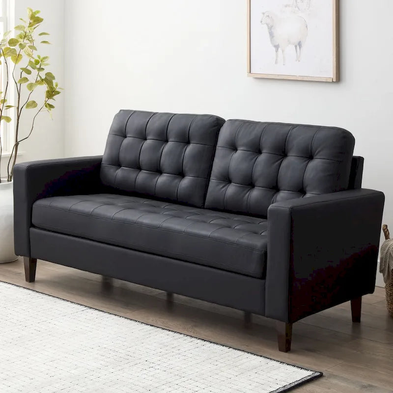 Canapé à bras carrés de 193 cm | Velours / Similicuir / Tissu | Plusieurs coloris | 2-3 places