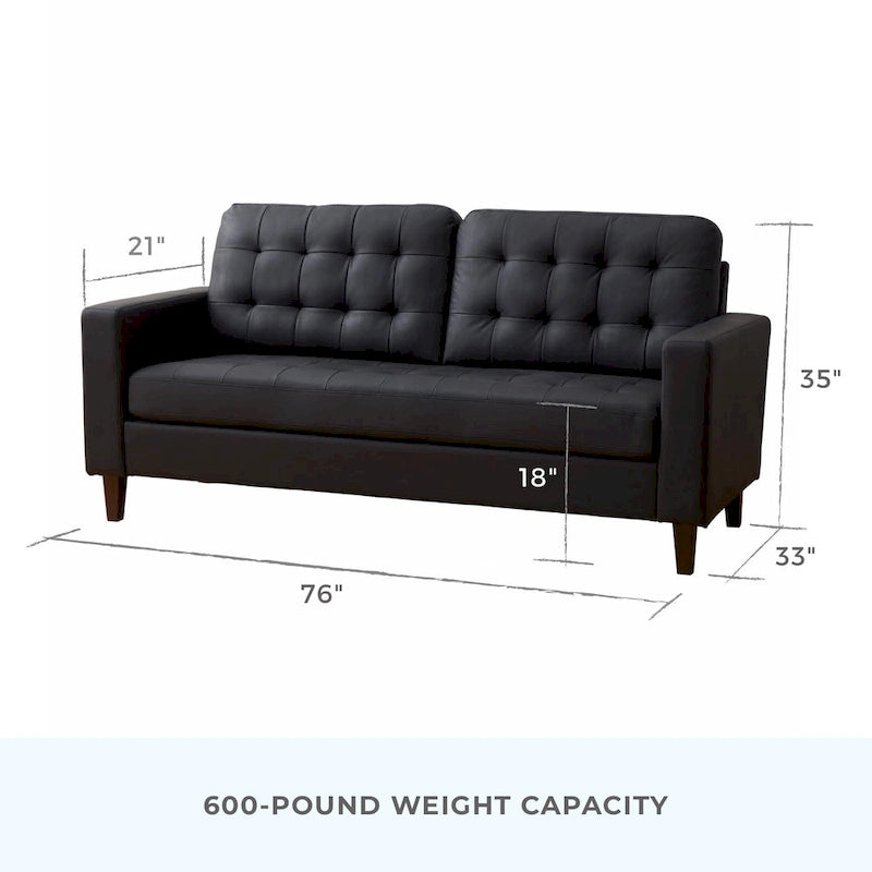 Canapé à bras carrés de 193 cm | Velours / Similicuir / Tissu | Plusieurs coloris | 2-3 places