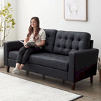 Canapé à bras carrés de 193 cm | Velours / Similicuir / Tissu | Plusieurs coloris | 2-3 places