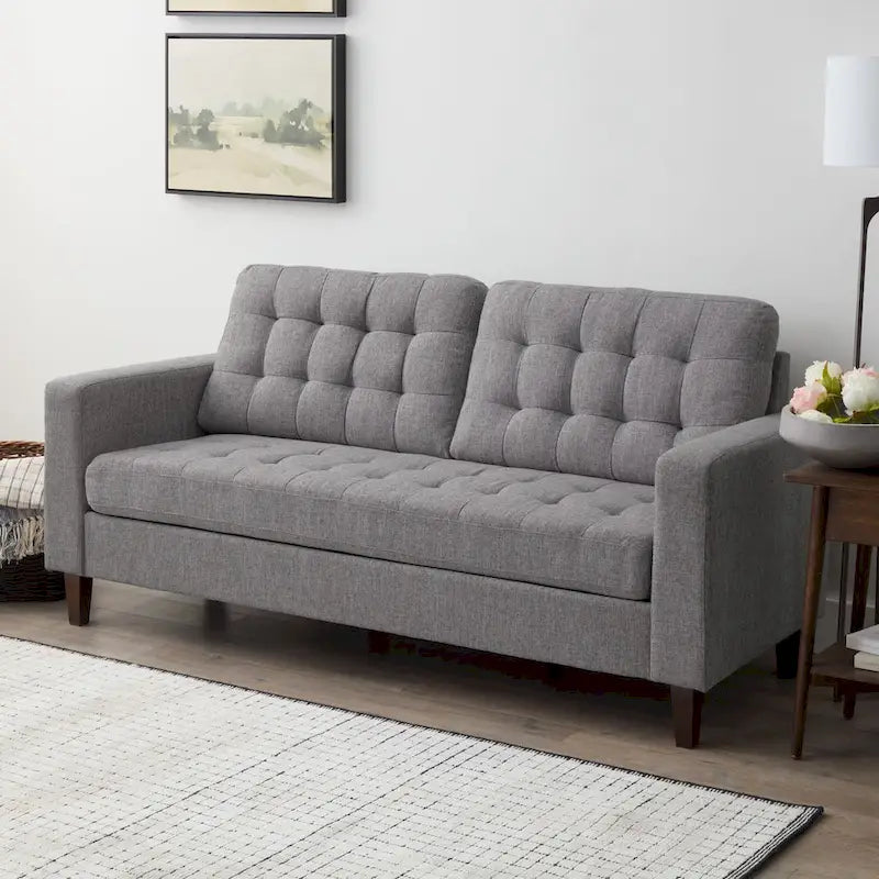Canapé à bras carrés de 193 cm | Velours / Similicuir / Tissu | Plusieurs coloris | 2-3 places
