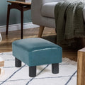Pouff en similicuir carré bleu paon / jaune / multicolore, tabouret repose-pieds à siège unique