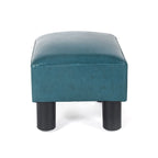 Pouff en similicuir carré bleu paon / jaune / multicolore, tabouret repose-pieds à siège unique