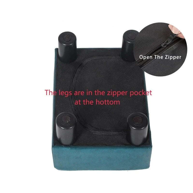 Pouff en similicuir carré bleu paon / jaune / multicolore, tabouret repose-pieds à siège unique