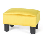 Pouff en similicuir carré bleu paon / jaune / multicolore, tabouret repose-pieds à siège unique