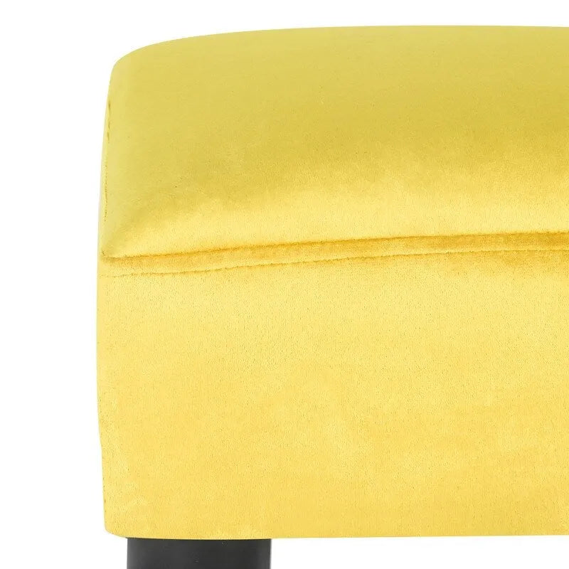 Pouff en similicuir carré bleu paon / jaune / multicolore, tabouret repose-pieds à siège unique