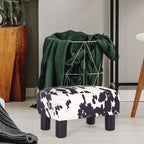 Pouff en similicuir carré bleu paon / jaune / multicolore, tabouret repose-pieds à siège unique