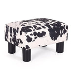 Pouff en similicuir carré bleu paon / jaune / multicolore, tabouret repose-pieds à siège unique