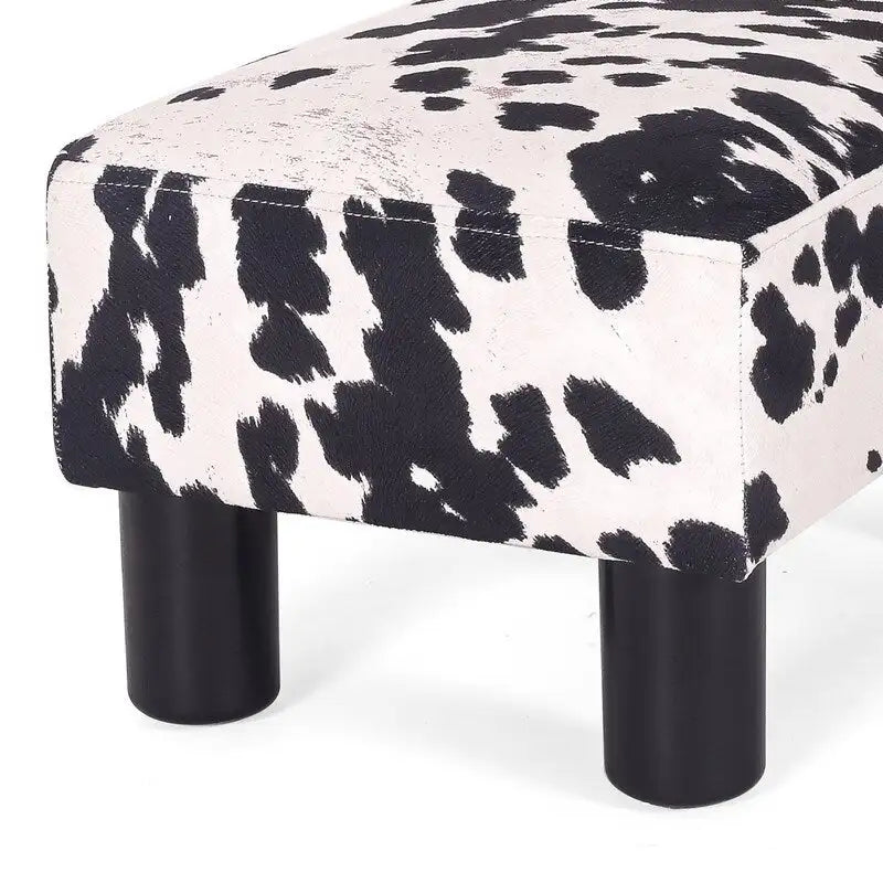 Pouff en similicuir carré bleu paon / jaune / multicolore, tabouret repose-pieds à siège unique