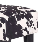 Pouff en similicuir carré bleu paon / jaune / multicolore, tabouret repose-pieds à siège unique
