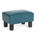 Pouff en similicuir carré bleu paon / jaune / multicolore, tabouret repose-pieds à siège unique