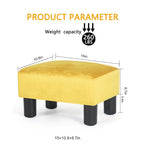 Pouff en similicuir carré bleu paon / jaune / multicolore, tabouret repose-pieds à siège unique
