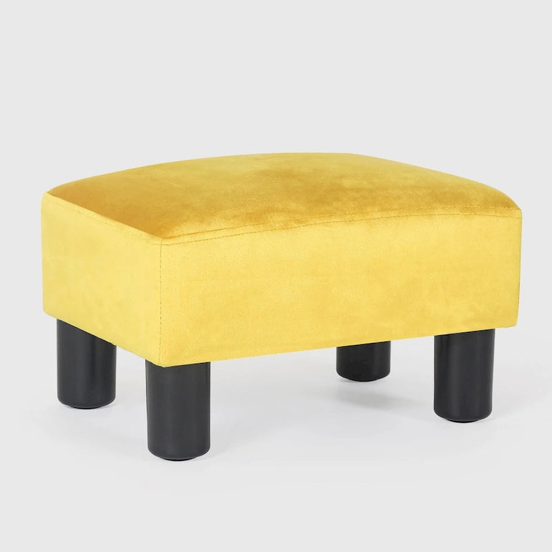 Pouff en similicuir carré bleu paon / jaune / multicolore, tabouret repose-pieds à siège unique