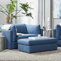 Fauteuil câlin à dossier coussiné avec ottoman, 1 place, Bleu marine / Gris anthracite