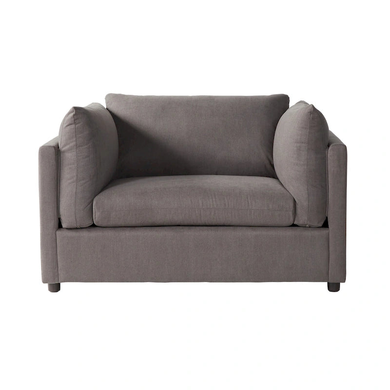 Fauteuil câlin à dossier coussiné avec ottoman, 1 place, Bleu marine / Gris anthracite