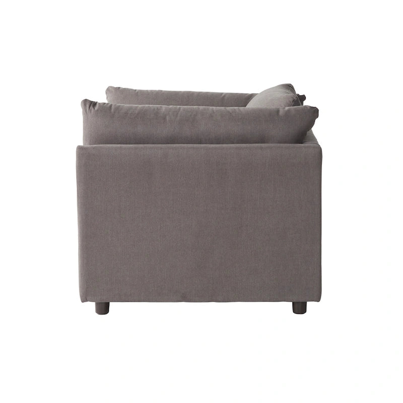 Fauteuil câlin à dossier coussiné avec ottoman, 1 place, Bleu marine / Gris anthracite