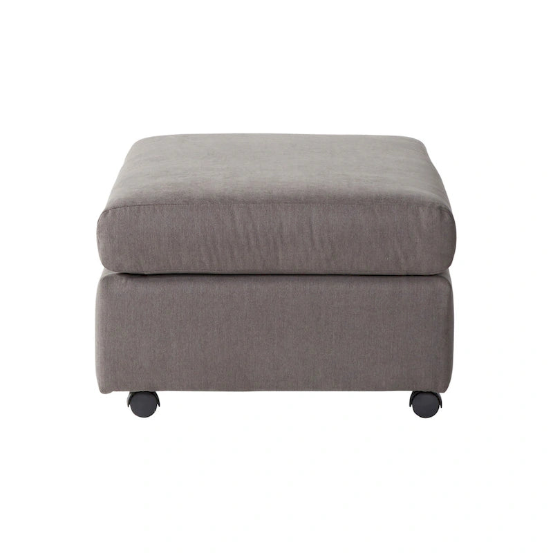 Fauteuil câlin à dossier coussiné avec ottoman, 1 place, Bleu marine / Gris anthracite