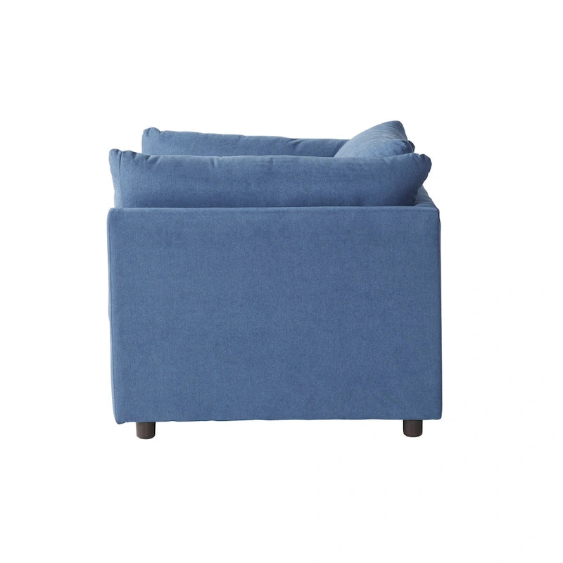 Fauteuil câlin à dossier coussiné avec ottoman, 1 place, Bleu marine / Gris anthracite