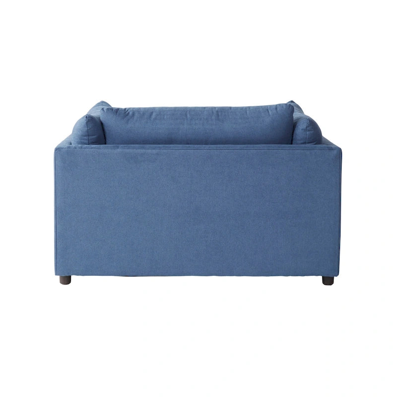 Fauteuil câlin à dossier coussiné avec ottoman, 1 place, Bleu marine / Gris anthracite