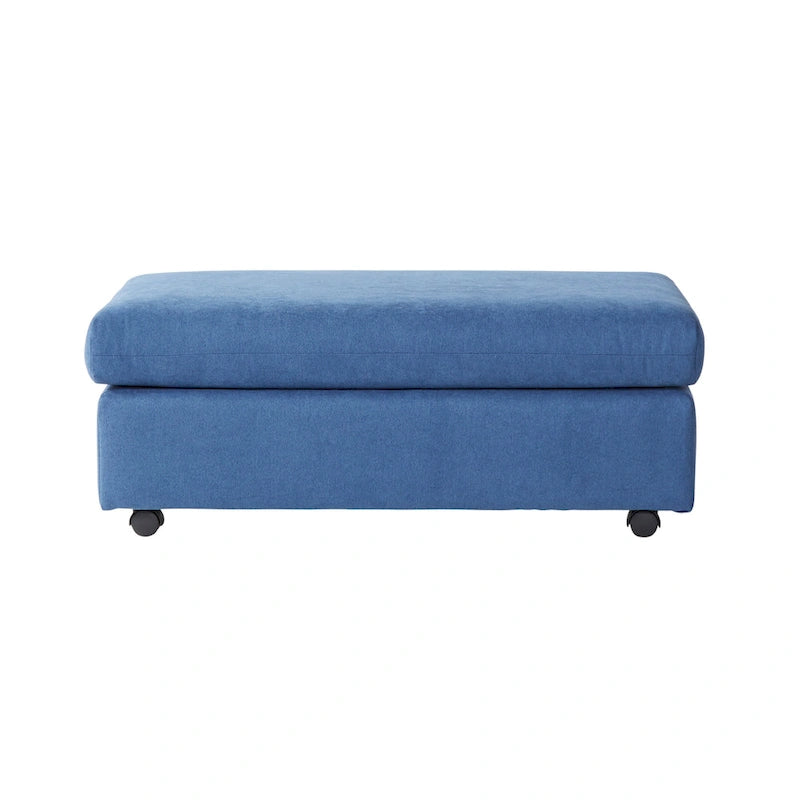 Fauteuil câlin à dossier coussiné avec ottoman, 1 place, Bleu marine / Gris anthracite
