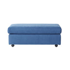 Fauteuil câlin à dossier coussiné avec ottoman, 1 place, Bleu marine / Gris anthracite