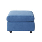 Fauteuil câlin à dossier coussiné avec ottoman, 1 place, Bleu marine / Gris anthracite