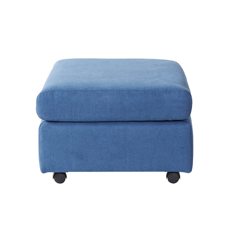 Fauteuil câlin à dossier coussiné avec ottoman, 1 place, Bleu marine / Gris anthracite