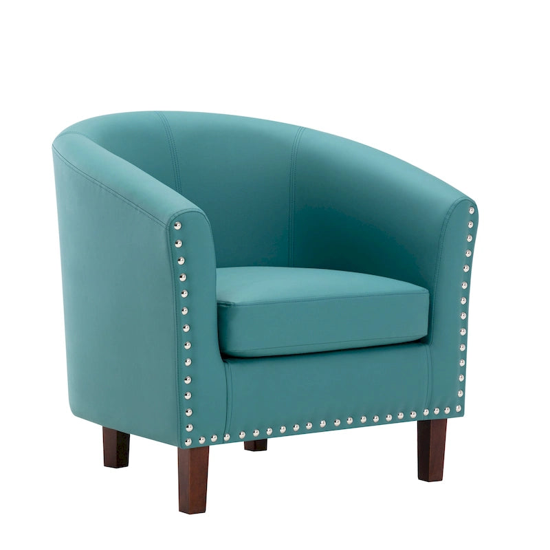 Fauteuil accent en similicuir (PU) — Gris / Noir / Marron / Turquoise / Vert