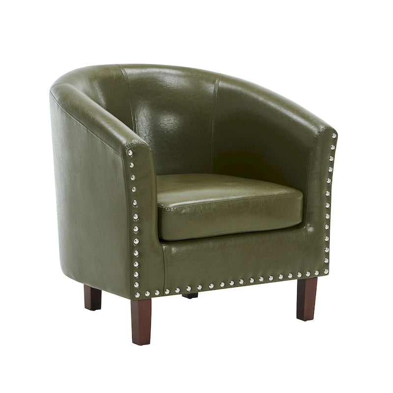 Fauteuil accent en similicuir (PU) — Gris / Noir / Marron / Turquoise / Vert