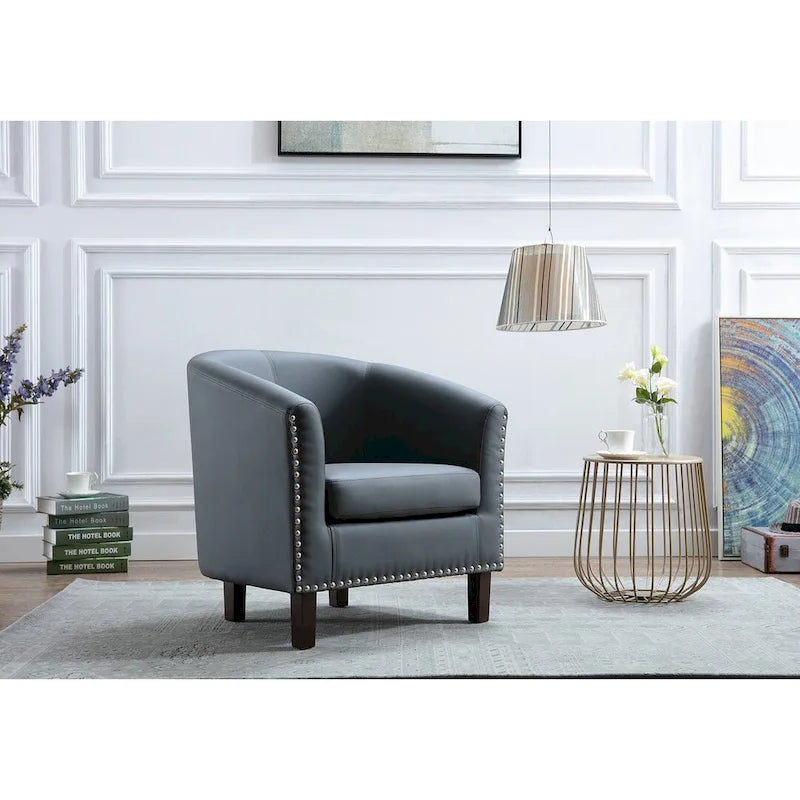 Fauteuil accent en similicuir (PU) — Gris / Noir / Marron / Turquoise / Vert