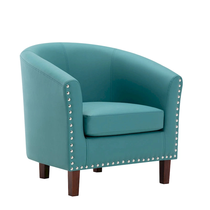 Fauteuil accent en similicuir (PU) — Gris / Noir / Marron / Turquoise / Vert