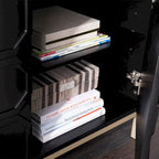 Meuble d'appoint contemporain 2 portes blanc et noir avec quincaillerie dorée