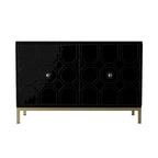Meuble d'appoint contemporain 2 portes blanc et noir avec quincaillerie dorée